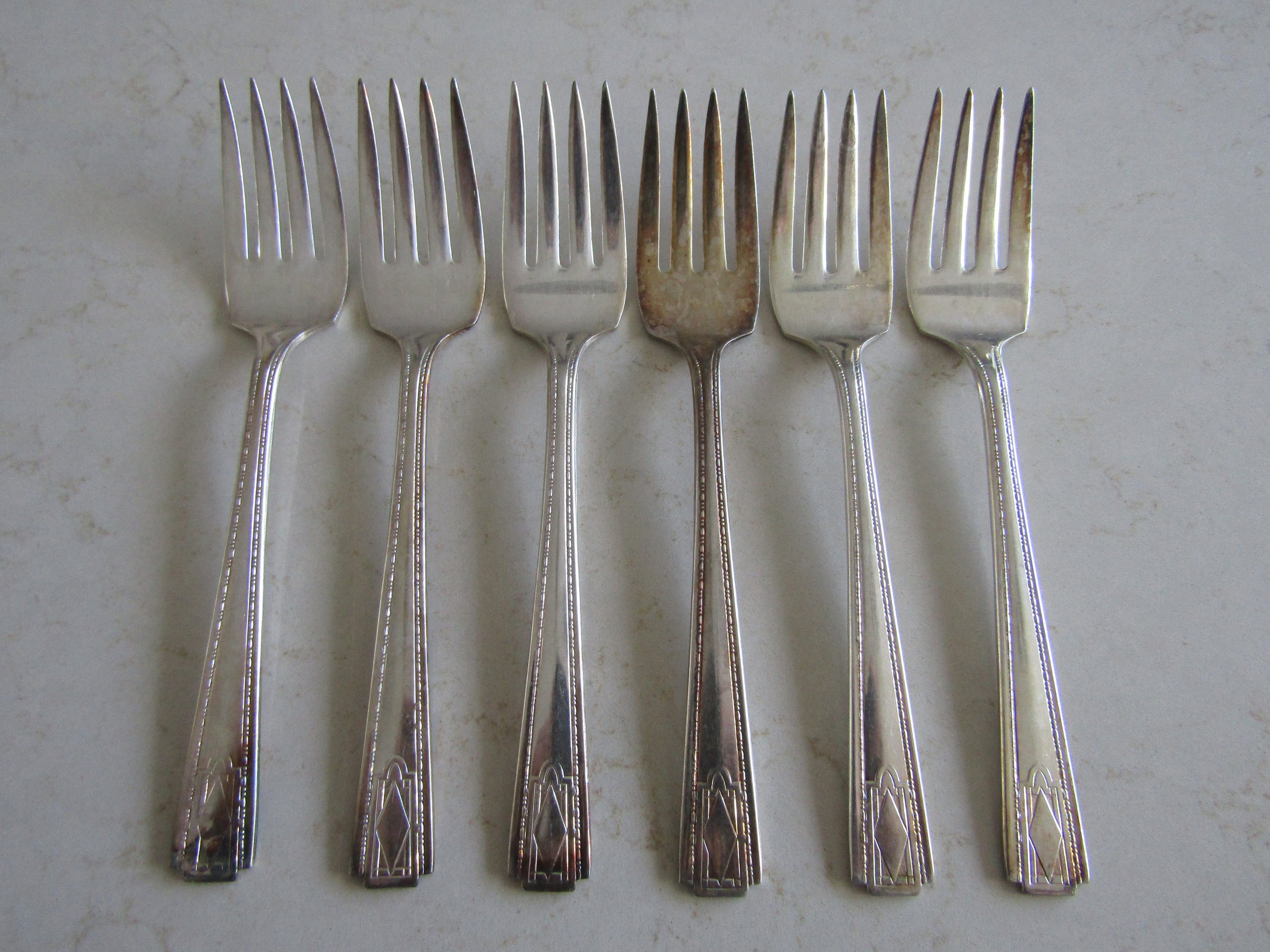 Monarch Plate Vintage Salad Fork 6” Silver Plate Art Deco