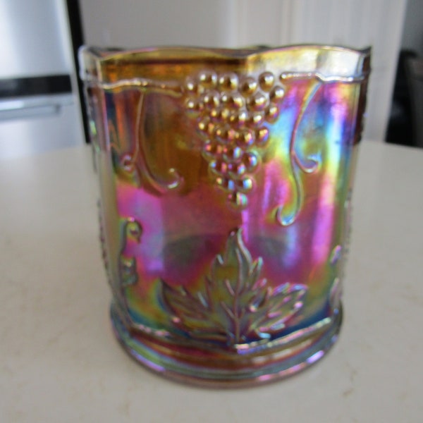 Iridescent Gold Carnival Glass Canister