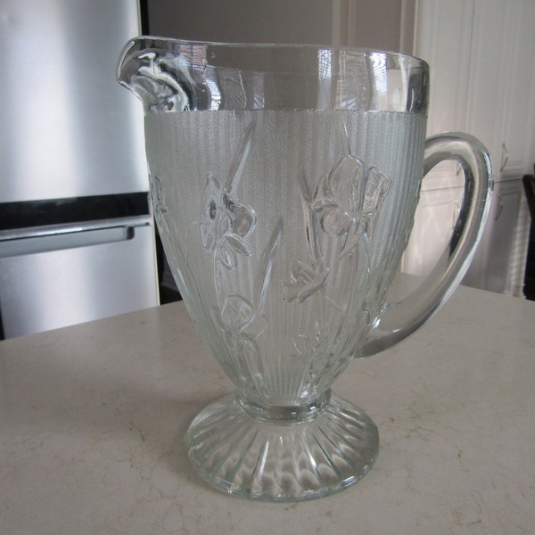 Footed Glass Pitcher Etsy