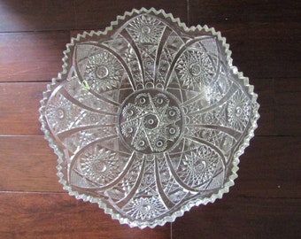 Antique Large Pressed Glass Bowl