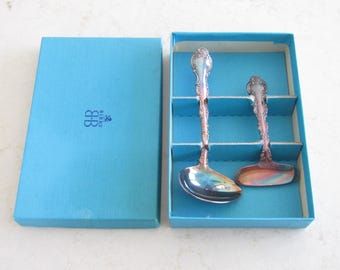 Vintage Birks Silver Plated Baby Spoon and Food Pusher