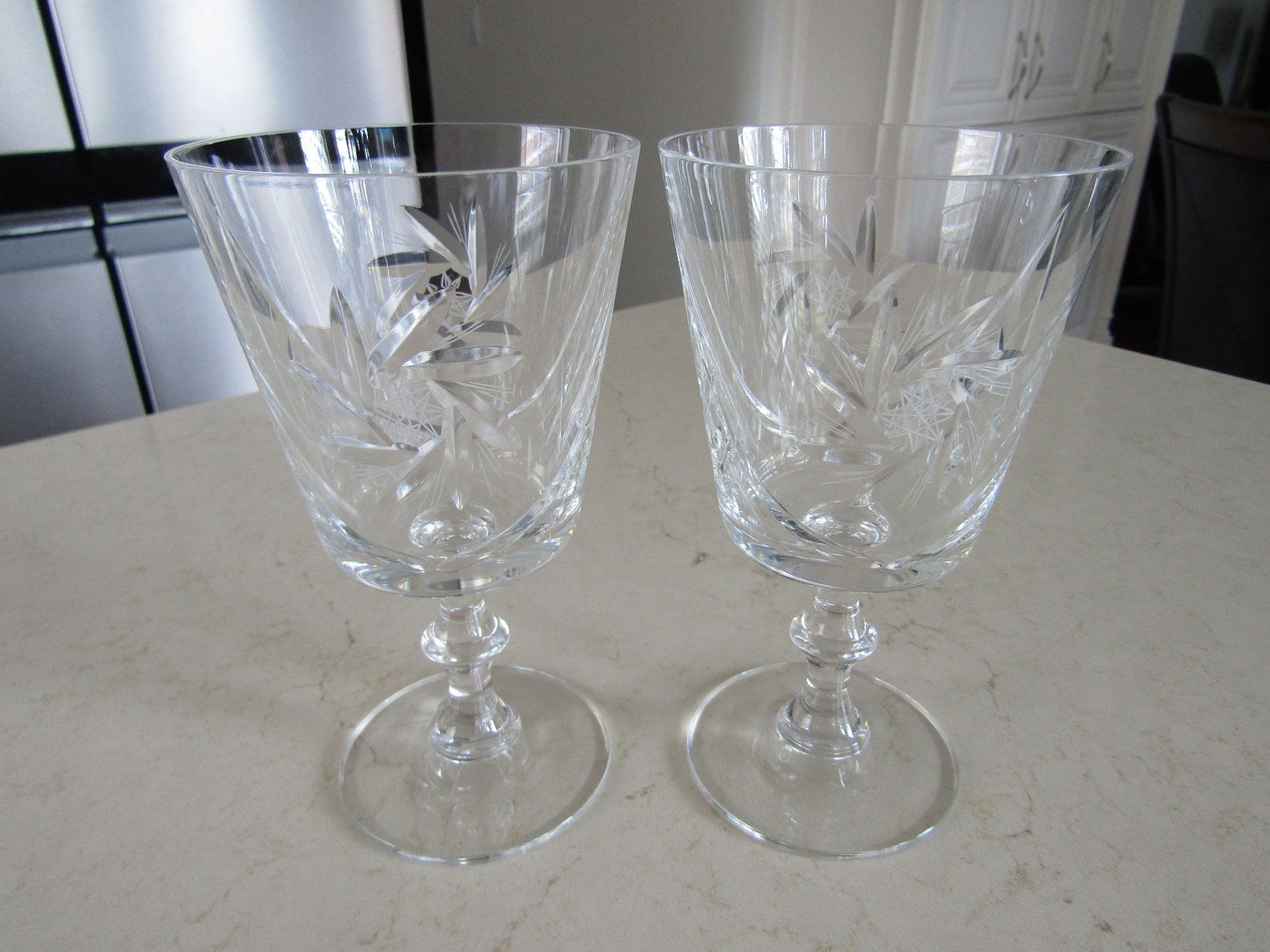 4 Pinwheel Crystal Glasses Etsy
