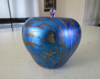 Vintage Signed Art Glass Apple