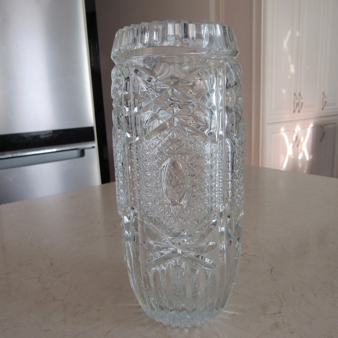 Vintage Pressed Glass Vase Etsy
