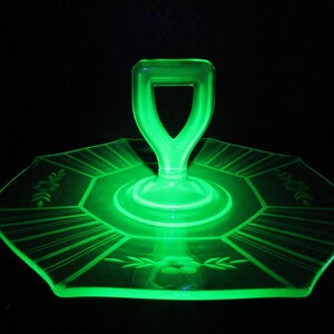 Vintage Uranium Glass Serving Plate