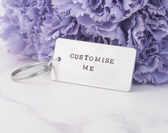LARGE customised Keyring, Custom Keyring, Personalised Keyring, Hand Stamped Keyring, Custom Keychain, Personalized Keychain, Keyring Gift
