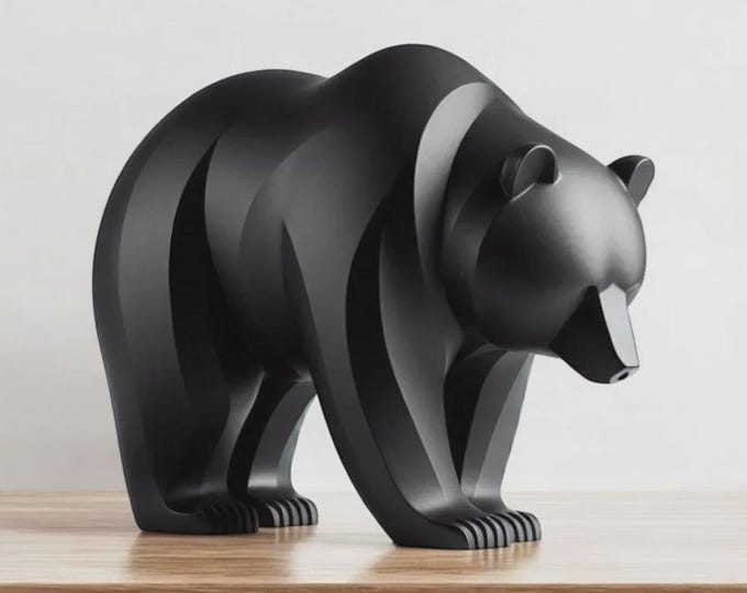 Modern Minimalist Bear Sculpture - Sleek 3D Printed Art Decor