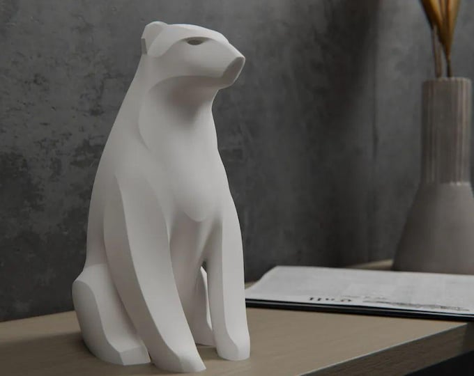 Minimalist Polar Bear Sculpture - 3D-Printed Modern Art