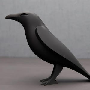 Large Modern Minimalist Raven Sculpture - Black Bird Home Decor - Unique Gifts