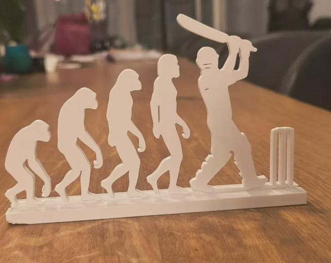 Human Evolution Cricket Sculpture - Minimalist 3D Printed Art Decor