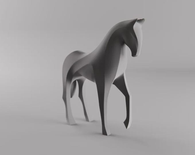 Minimalist Horse Figurine - Modern Decor Gift - 3D Printed