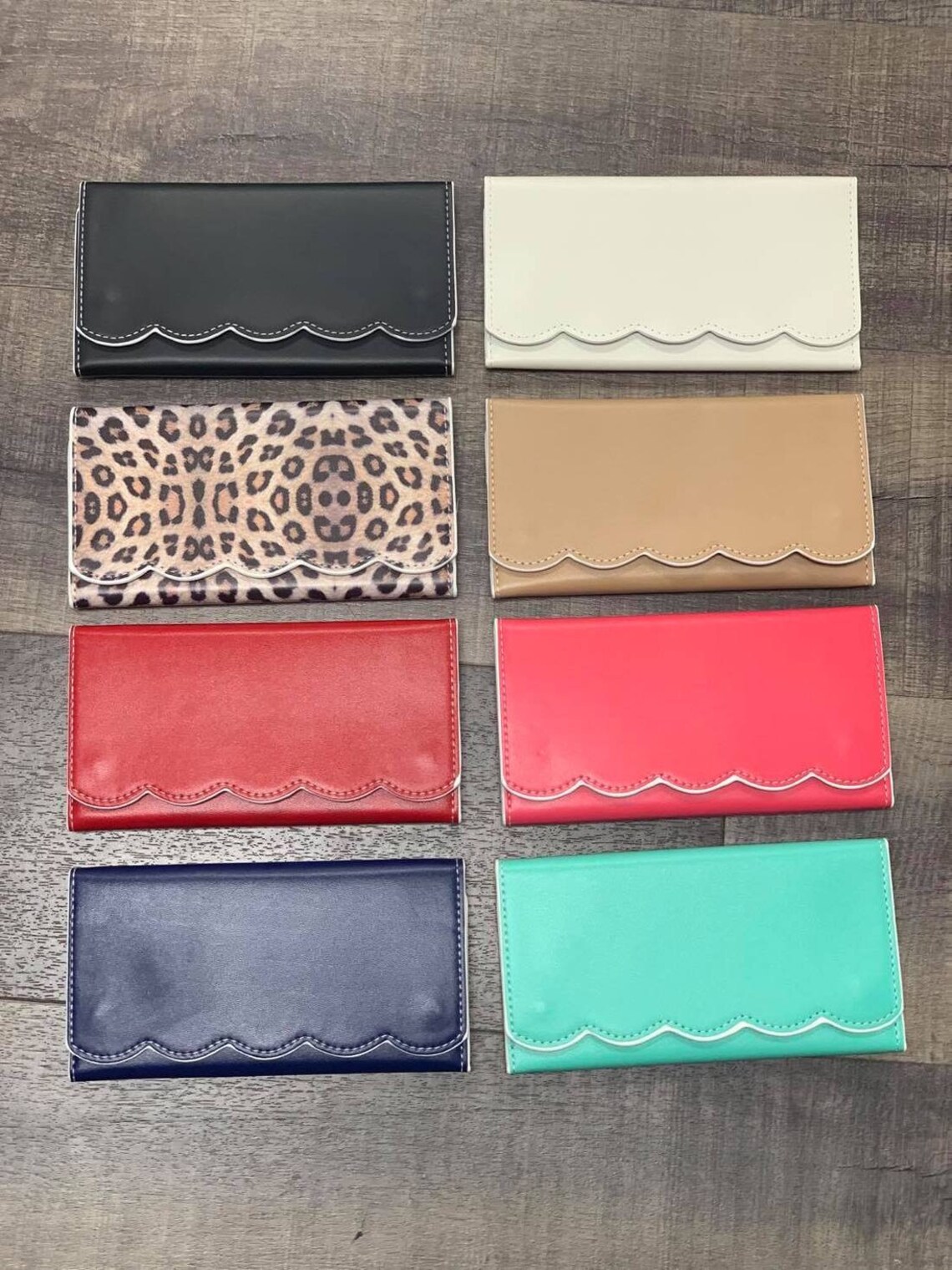 Monogrammed Wallet/ Personalized Wallet/ Wallet/ Scalloped Etsy