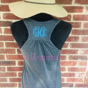 Ladies Flowy Racerback Tank , Bella Tank, Monogrammed Tank, Tank top, Personalized Tank top, Work Out Shirt, Work out top