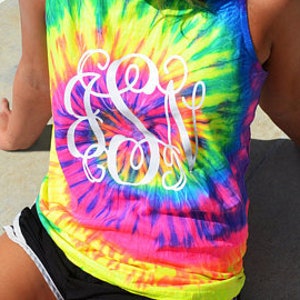 Monogram Tie Dye Tank Top-rainbow Sorority Gift-bridesmaid Gift - Etsy