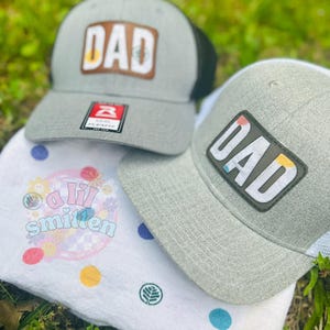 Custom Kids Name Dad Hat, Personalized Dad Gift, Leather Patch Hat, Dad and Kids Trucker Hat, Dad Hat, Fathers Day Hat, Grandpa Hat Gift