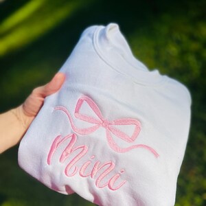 Cute Bow Embroidered Gemma Sweatshirt | Dainty Bow Sweatshirt | Embroidered Bow Ribbon Trendy Sweatshirt | Embroidered Bow | Gift for Her