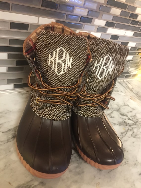 monogram duck boots womens