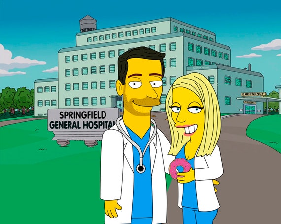 Simpson Coppia Ritratto Personalizzato Yellow Personaggio Idea Regalo Regalo Anniversario Ritratto Di Famiglia Ritratto Di Coppia Personalizzato