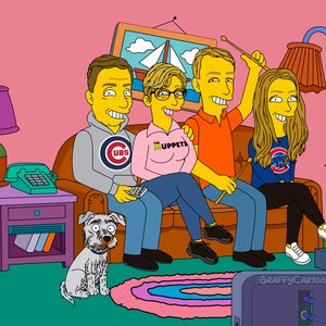Simpsons couple Portrait fathers gift simpsons Family Portrait Couple drawing Anniversary Gift Custom cartoon Portrait gift for boyfriend