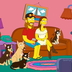 SALE Simpsons Portrait, Simpsonize Me, christmas gift cartoon, Custom yellow character, turn me yellow, family portrait, couple portrait
