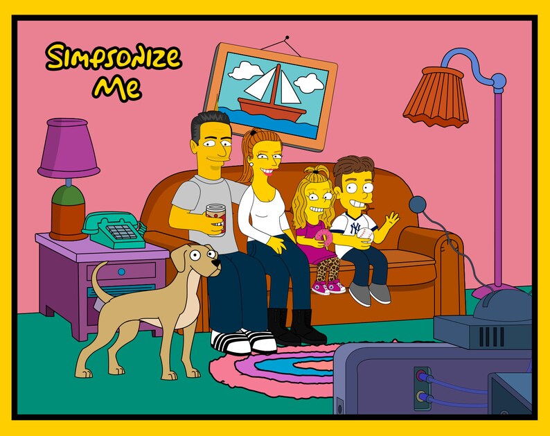 Simpsons Custom Cartoon Portrait You As Custom Yellow Etsy