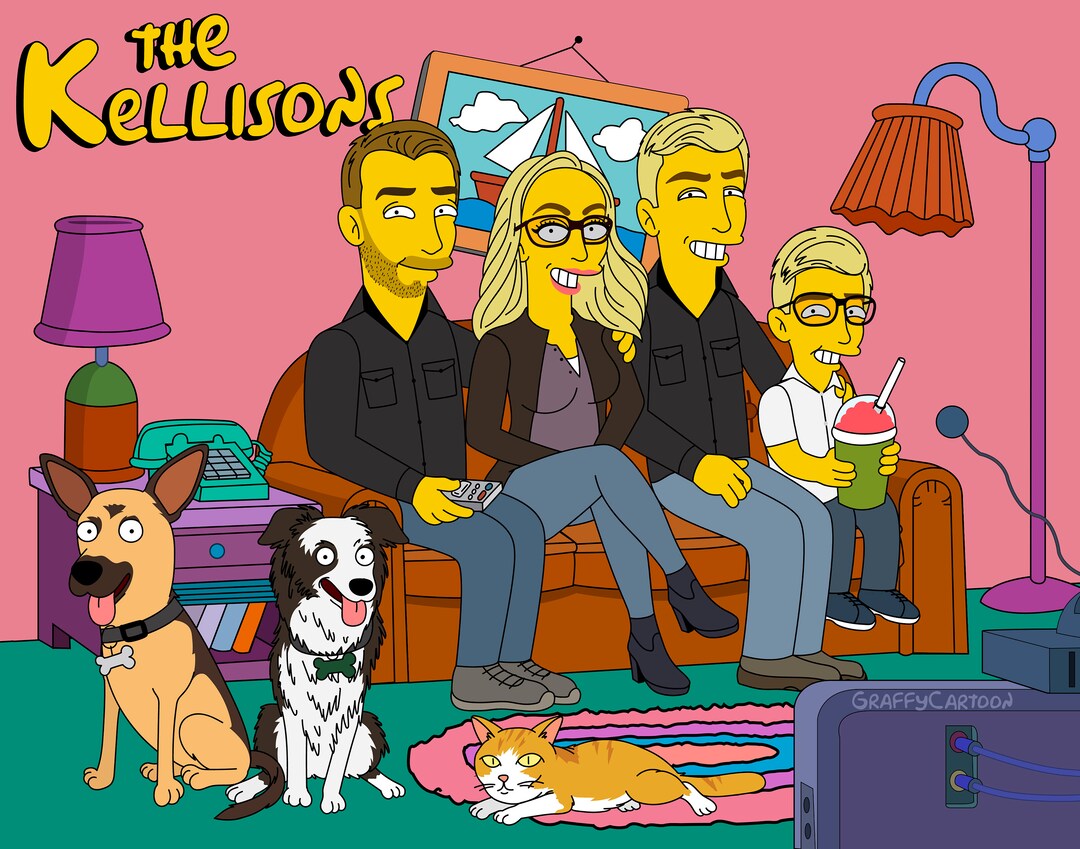Custom Portrait, Simpsonportrait, Family Drawing, Animated Portrait ...