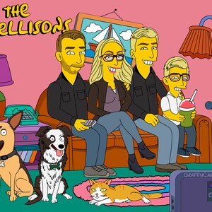 Custom portrait, simpsonPortrait, Family Drawing, animated portrait, family cartoon, cartoon portrait, gift for him, fathers gift idea