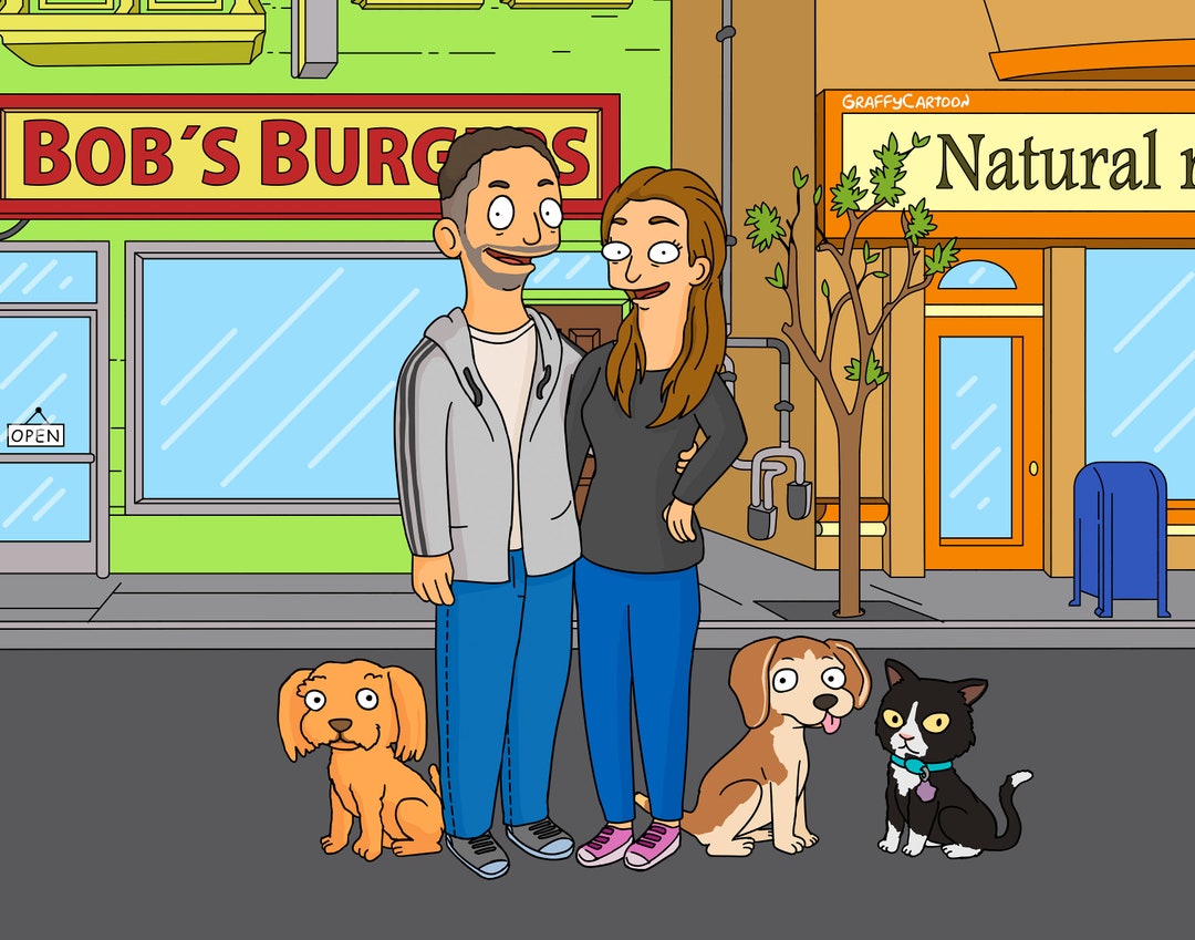 SALE! Bobs Burgers Custom Portrait Bobs Burg Fathers Day Gifts Couple ...