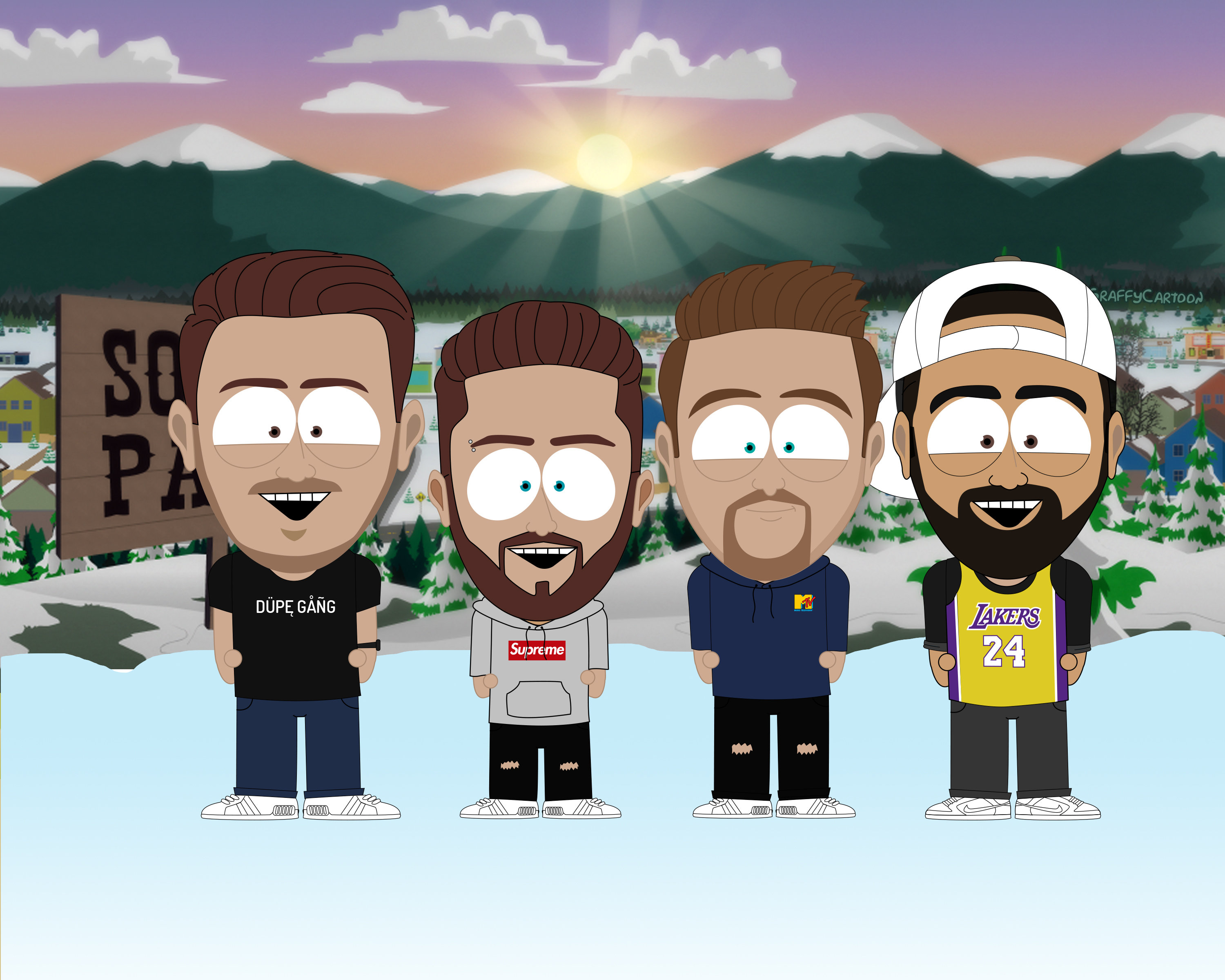 South Park Portrait, Fathers Day gift for him, custom family portrait, couple portrait, family cartoon Portrait, boy friend gift