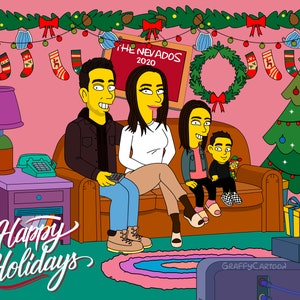Digital Simpsons portrait for him Christmas holiday gift couple drawing birtday gift couple portrait simpsons custom illustration wall art