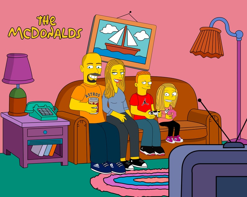 SIMPSONS PORTRAIT on the couch simpsonize me simpson Etsy