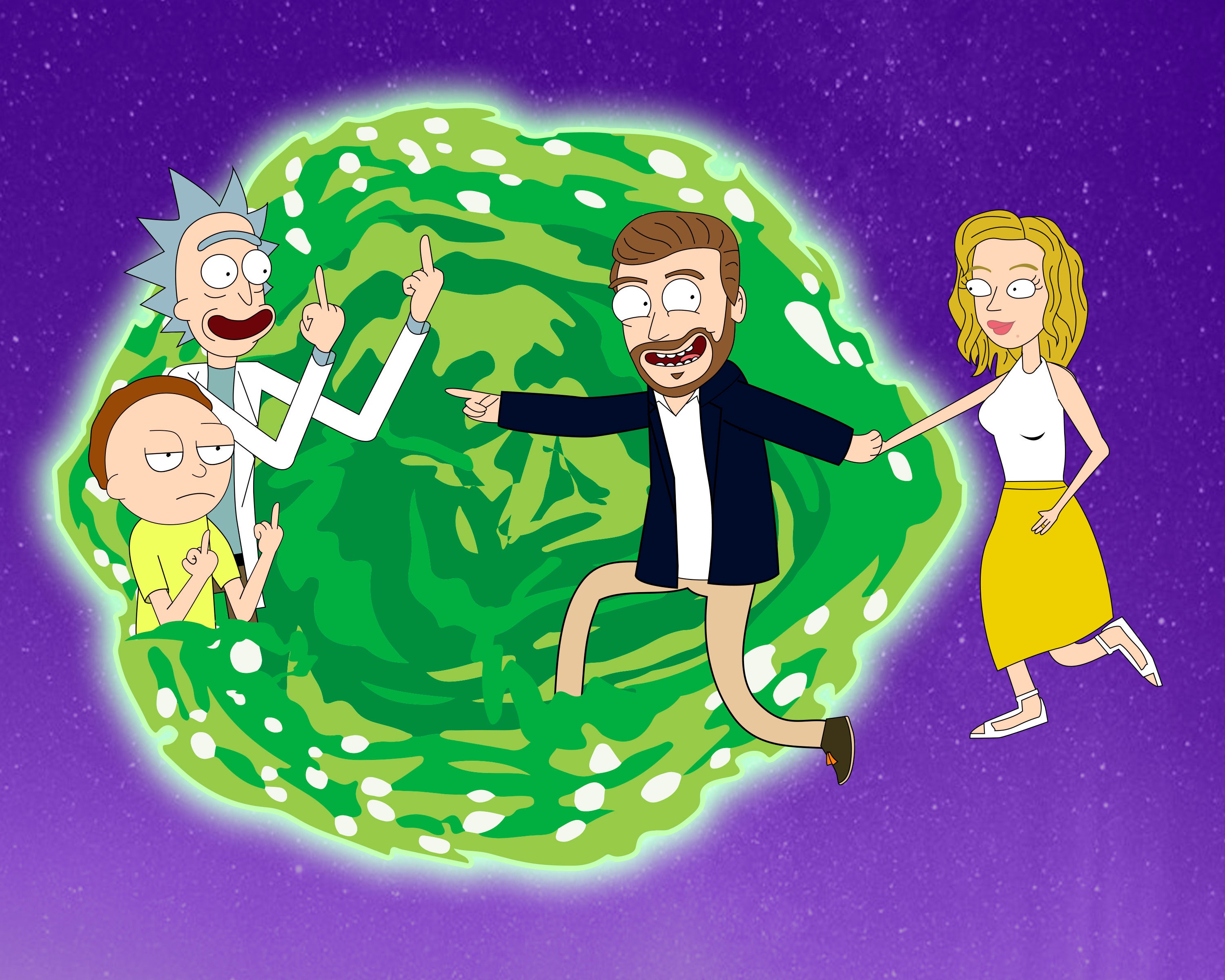 Rick and Morty Custom Portrait , couple portrait, Family portrait, Bi...