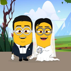 Minions Portrait gift Christmas couple Minion custom Portrait family Minion gift for boyfriend Custom Birthday gift for him minion wedding