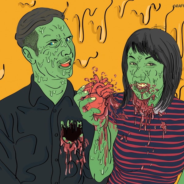 Zombie custom portrait, halloween gift, custom zombie, couple portrait, gift idea, gift for boyfriend