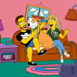 Fathers day Simpson PORTRAIT gift for boy friend Custom couple portrait cartoon portrait Custom portrait from photo Personalized gift