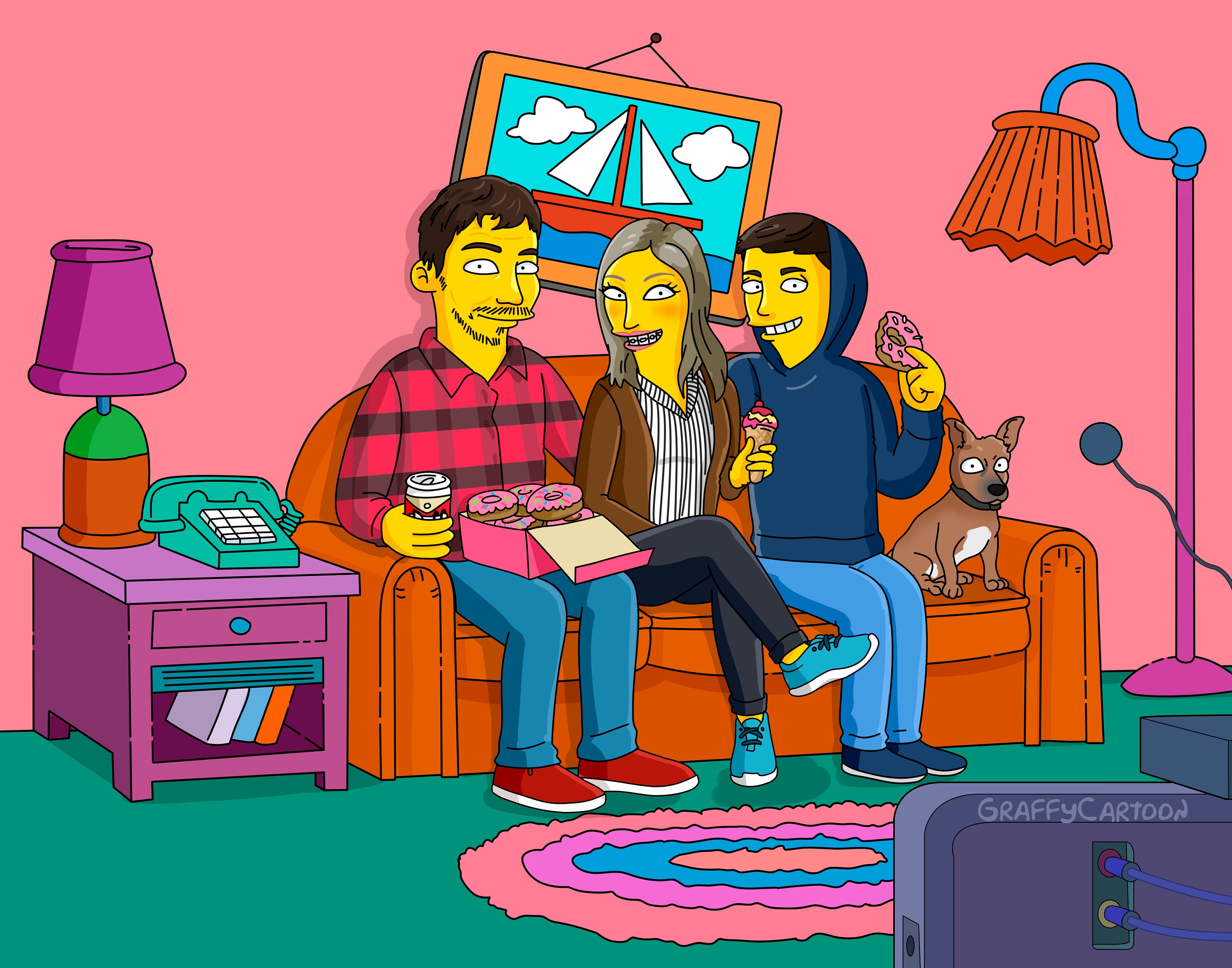 Simpsons Portrait Gift, Custom Portrait, RM Portrait, Family Drawing ...