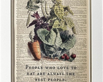 Repurposed Dictionary Page Print- Julia Child - &quot;People Who Love to Eat Are Always the Best People&quot; Print - Great Gift!