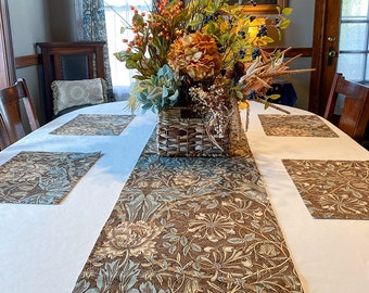 William Morris Design "Honeysuckle & Tulip" Old House Textiles - Table Runner - 16" x 107"