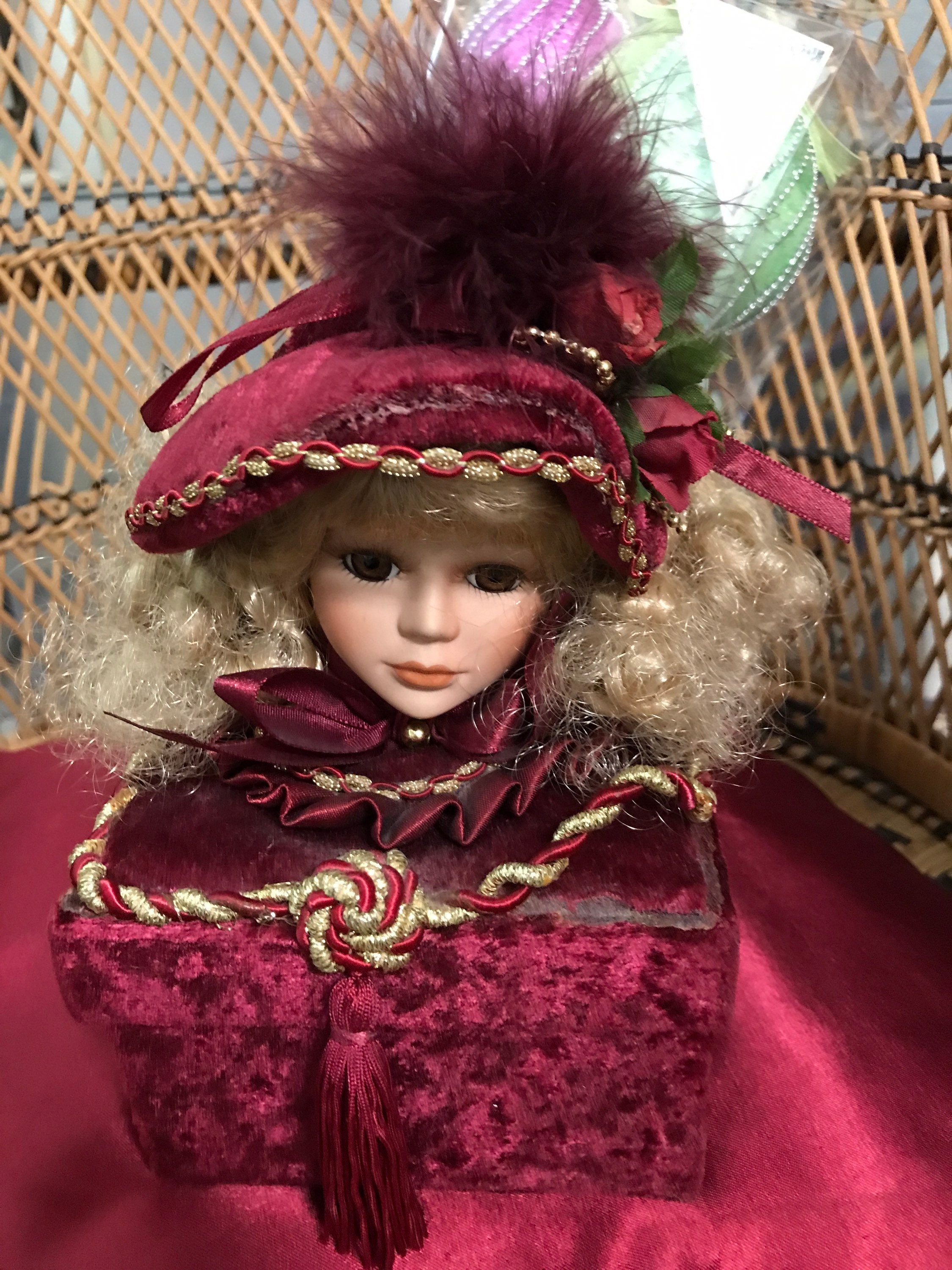 Vintage velvet doll jewelry box Etsy