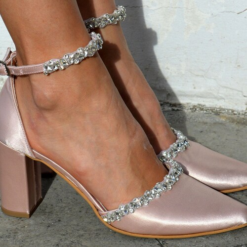 blush block heel pumps