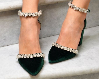 dark green high heels
