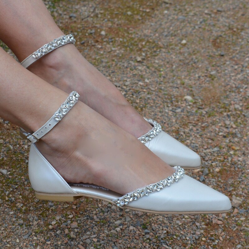 white flats for bride