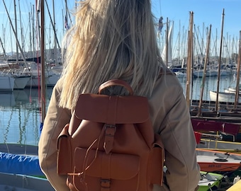 Handmade Leather Backpack: Women's Rucksack, Travel Daypack