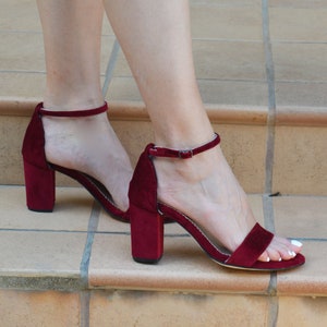Deep red block heels cheap