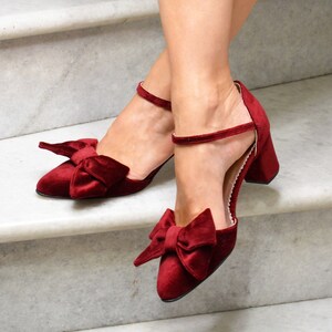 Burgundy velvet shoes best sale