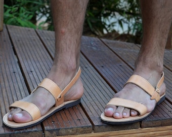 Men's leather sandals, Men's Greek leather sandals, Men's slingback sandals, Men's Ancient Greek sandals, Men's roman sandals 'Menelaos'