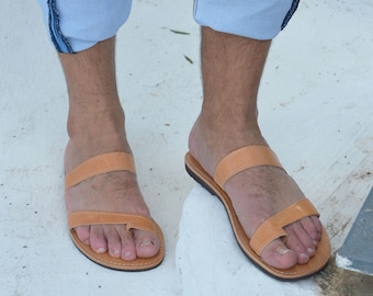 Herrenledersandalen, griechische Herrensandalen, Herrenledersandalen, antike griechische Herrensandalen, Naturleder Herrensandalen ''Zeus''