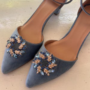 Baby Blue Velvet Block Heels ⋆ Light Blue Velvet Heels ⋆ Blue Wedding shoes ⋆ Bridal Velvet block heels ⋆ Velvet shoes ⋆ Handmade in Greece