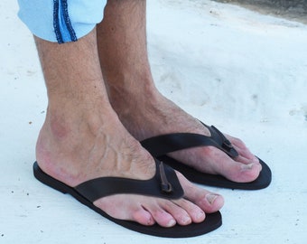 Flip Flops Men, Men's Greek Leather Sandals, Brown Sandals, Men's Sandals, Beach Sandals, Made in Athens, Greece.(Many colors)