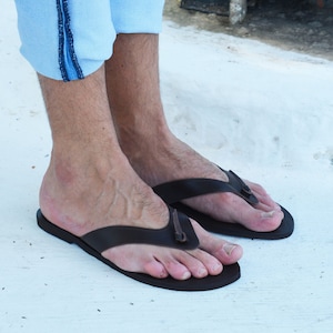 Flip Flops Men, Men&#39;s Greek Leather Sandals, Brown Sandals, Men&#39;s Sandals, Beach Sandals, Made in Athens, Greece.(Many colors)